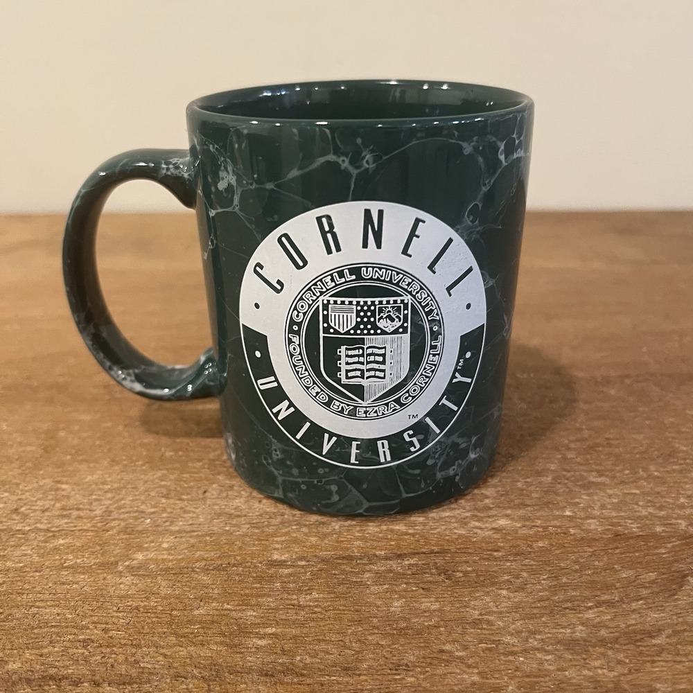 Cornell University Coffee Mug Cup 10 oz Green Marble Seal "Founded By"‎ Logo